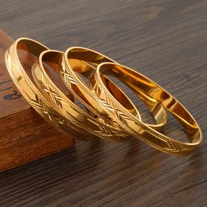 Bangle 24k 65MM Dubai Wedding Bangles For Women Ethiopian Jewelry Gold Color Indian Bracelets Birthday Gifts 230627