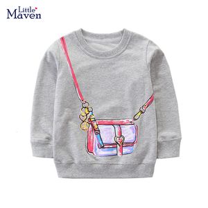 Moletons com capuz Little maven Roupas infantis para meninas Moletom de algodão Primavera e outono Tops Linda camisa cinza para bebês meninas de 2 a 7 anos 230628