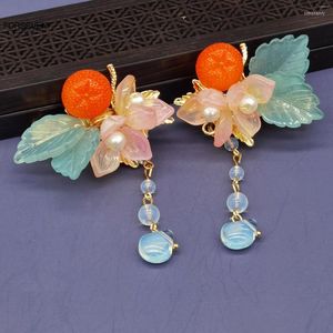 Hårklipp super fairy Flower Hairpins Side Pendant smycken för kvinnor kinesiska Hanfu klänningsstyling Tillbehör Pärlhuvudstycken