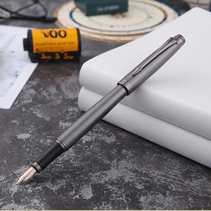 Pens luxury quality HERO H706 Fountain Pen gift BOX Gun gray Frosted black elegante Stationery school supplies gold 10K NIB INK pens