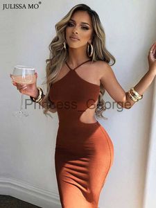 Party Dresses Julissa Mo Halter Hollow Out Dress For Women Sexy Sleeveless Backless Club Party Cutout Bandage Elegant Dresses Clothes 2022 x0629