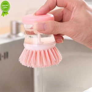 Cleaning Brush Kitchen Wash Pot Dish Brush With Liquid Soap Filling Dispenser Dishwashing Brush Kitchen Cleaning Accessories