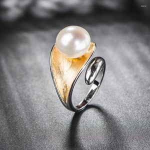 Cluster Rings S925 S925 Sterling Silver Ring Retro Thai Art Wholesale Joias Natural Water Fresh Water Pearl Open Ended Women