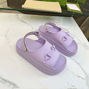 Women's flatform sandal light pink white men women sandal Rubber sole Plastic buckle strap closure slipper designer shoes oversize 35-46 08