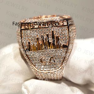 Jóias KIBO Luxo Personalizado Hip Hop Prata Esterlina 925 Banhado a Ouro em Dois Tons Iced Out Champion Moissanite Anel de Campeão Masculino