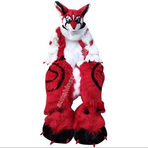 Husky Dog Medium and Long Fur All-in-one Fox Mascot Costume Top Cartoon Anime theme character Carnival Unisex Adults Size Christmas Birthday Party Outdoor Outfit Suit