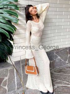 Party Dresses Beach Dress Women Sexy Bodycon Summer Long Sleeve Backless Party Female Maxi Dresses 2022 Ladies Hollow Out Knit Holiday Clothes x0629