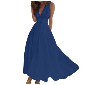 Casual Dresses Women's Long Dress Maxi A Line Shortlevess Print Regular Fit Blue Summer Spring Vestidos Femininos