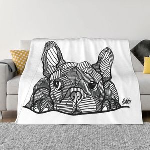 Blankets Cute French Bulldog Puppy Sofa Fleece Throw Flannel Pet Dog for Bedding Travel Bedspreads Blanket Warm 230628