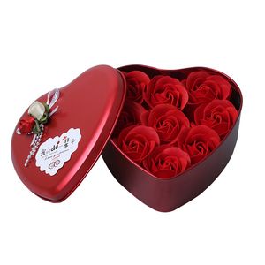 Valentinstagsgeschenk, 9 Stück, Rosen-Seifenblumen, Party-Geschenk, duftende Badekörper-Blütenblatt-Schaum-künstliche Blume