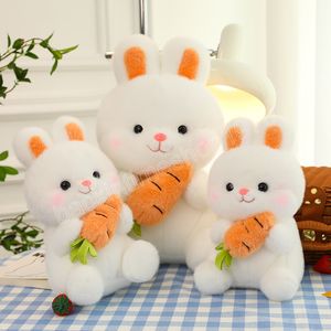 Coniglio morbido Kawaii con giocattoli di peluche a forma di carota Cuscino per animali di peluche Cuscino per coniglio adorabile Cuscino per placare le bambole Regalo di compleanno carino