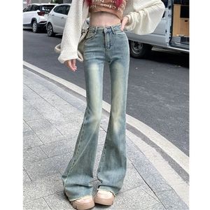 Dünne Hohe Taille Flare Jeans Frauen Sexy Elegante Gewaschen Vintage Denim Retro Hosen Koreanische Y2k Kleidung Casual Hosen