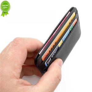 New New 100% Sheepskin Genuine Leather Credit Card Case Mini ID Card Holder Small Purse For Man Slim Men's Wallet Cardholder