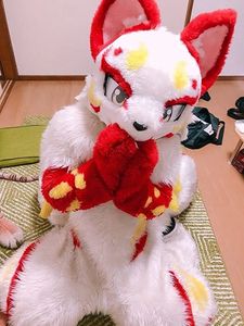 Maskottchen Weiße Katze Fursuit Teen Kostüme Full Fursuit Furries Kostüm Anime BENUTZERDEFINIERT FÜR Kinder Erwachsene