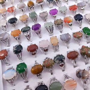 30 Pieceslot Rainbow Natural Band Gem Stone Rings for Women Men Mix Bohemian Style Designs Couples Designer smyckengagemang