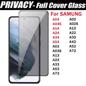 Sekretess härdat glas telefonskärmskydd för galax A54 A34 A24 A14 A04 A73 A53 A33 A23 A13 A12 A22 A52 A72 5G Full täckning Anti-spion Hempererad glas