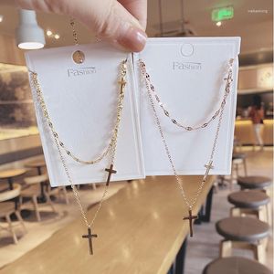 Collane con ciondolo 2023 Arriva Collier incrociato in acciaio inossidabile con catena a doppio strato per girocollo moda donna