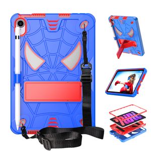 Kickstand Tablet PC Cases Bags for iPad Mini 6 8.7 Newest Heavy Duty 4 Corners Protective Anti-falling Cover with Shoulder Starp Kids Spider Style Shell