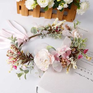 Getrocknete Blumen Künstliche Blumen Kranz Braut Frauen Krone Haarband Hochzeit Blumen Stirnband Girlande Band Mädchen Zubehör