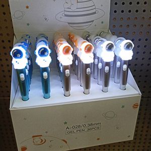 Pens Kawaii Spaceem Jel Kalem Quicksand ve LED Işık Kalem Yaratıcı Yazma Kırtasiye 0.38mm Öğrenci İmza Kalemler Kızlar Hediyeleri