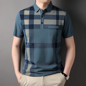 Men s Polos MLSHP 100 Cotton Golf Polo Shirts Luxury Short Sleeve Plaid Business Casual Male T shirts Summer Slim Man Tees 3XL 230629