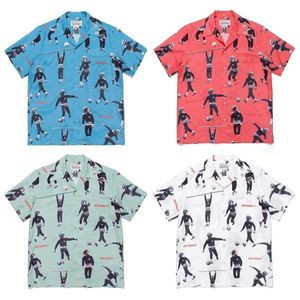 Mäns klänningskjortor lös sommar full tryckt män kvinnor mode tees wacko maria hawaiian kort ärmskjorta 230629