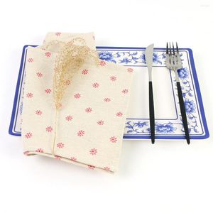 Table Napkin Set Of 10 Japanese Style Cloth Napkins Linen Feel Like 40x40CM Floral Printed Dinner Dish Towel Wedding Mat Decoration