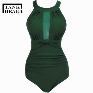 Mayo Tank Kalp Seksi Retro Tek Parça Takım Elbise Monokini Artı Boyutu Mayo Kadın Tek Parça Mayo Kızlar Badpak banyo Mayo HKD230628