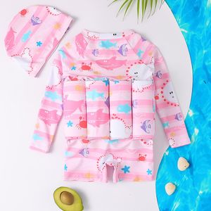 Twopieces Children Float Suit Smittbarn Baby Boys Cartoon Floating Swimsuit Swimmng badkläder avtagbart skum Safe 230628