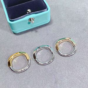 7A High end Half Diamond Lock Ring Fashion Womens Wedding Ring High quality Jewelry Girl Love Gift Factory with Box