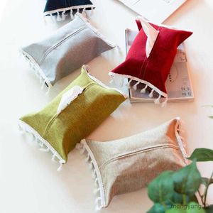 Cushion/Decorative Shape Tissue Vintage Tassels Home Car Hotel Cotton Linen Tissue Container Nordic Large Storage Napkin Holder R230630