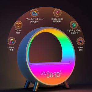 Столы столов часов Wi -Fi Smart Wake Up Light Workday Alarm с 7 цветами SunrisesUnset Smart Life Tuya Приложение работает с электронными будильными часами 230628