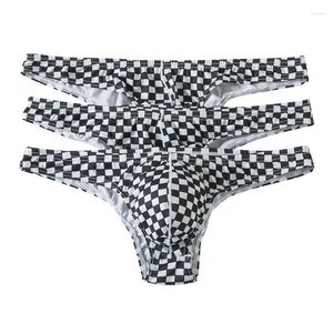 Mutande 3PCS Slip da uomo traspiranti Slip a quadri Biancheria intima da uomo di alta qualità Slip in cotone Mutandine a vita bassa Cueca Calzoncillos Sexy maschile