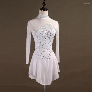 Bühnenkleidung Eiskunstlaufkleid Damen Mädchen Eis Königsblau Gymnastikkostüm Benutzerdefinierte Strass Weiß Schwarz B041