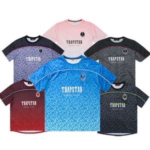 2023 Summer Trapstar T Shirt Designer Mens Football Jersey Casual Short Sleeve Loose Mesh Quick Dry Gradient Streetwear T-Shirt 634s