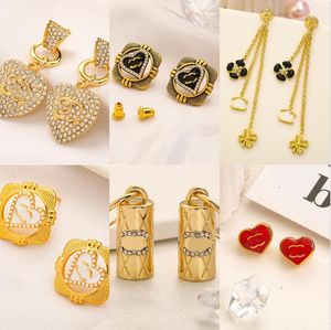 Wholesale Luxury Designer Stainless Steel Crystal Charm Stud Earrings Brand Letter 18K Gold Plated Geometry Heart Earring Fashion Women Wedding Christmas Jewelry
