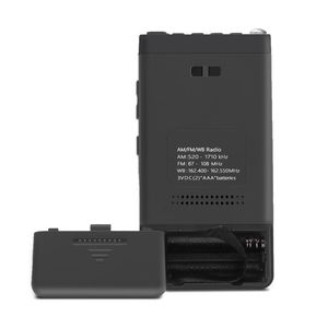 Connectors Radio Portable AM ​​FM Radio Mini Emergency Handheld Pocket Buildin Högtalar Väder Radiostation med hörlularmer Alarmklocka