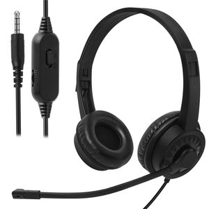 Wired Headphones with Microphone for PC PS4 Xbox Gaming Music Headset Gamer 3.5mm On-Ear Call Centre Traffic Office Headset