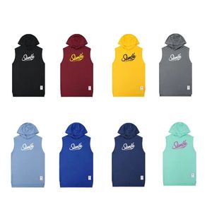 SLAMBLE solid color vest sports T-shirt men's quick dry sweat hooded sunscreen American shooting basketball wear fitness clothes