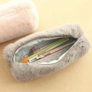 Estojo de Lápis de Pelúcia Bonito para Meninas Kawaii Caneta Bolsa Caixa Grande Capacidade Estética Material Escolar Material Escolar Coreano