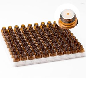 Depolama Şişeleri 100 Adet 1ml 2ml 3ml Küçük Boş Uçucu Yağ Amber Cam Flakon Delikli Numune Dram Şişesi