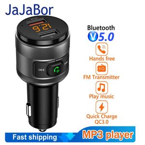 JaJaBor Bluetooth 5.0 Car Kit Handsfree Transmissor FM Música Mp3 Player Dual USB QC3.0 Carga Rápida Suporte U Disk Playback C57