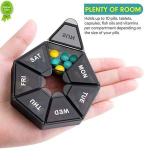 7 dagar Mini Weekly Medicine Pill Box Small Portable Travel Vitamin Box Pills Case Container Organiser Lagring Tabletter Fiskoljor