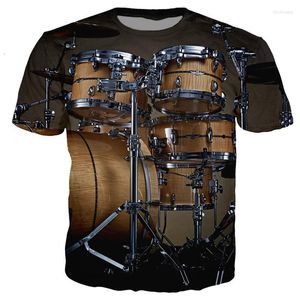 Men's T Shirts The Latest Harajuku 3D T-shirt High-definition Musical Instrument Drum Set Short-sleeved Shirt Casual