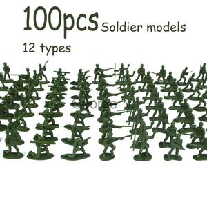 Minifig 100 szt. Zestaw wojskowy Zestaw Kids Symulacja Plastikowe żołnierze z tworzywa sztucznego Mężczyźni 38 cm Figury Dzieci zabawa udawała zabawę j230629