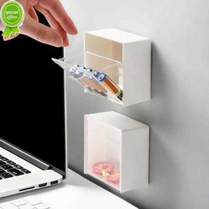 1/2PCS Wall Mounted Dustproof Storage Boxes Plastic Bathroom Organizer For Cotton Swabs Makeup Adhesive Small Jewelry Holder Box