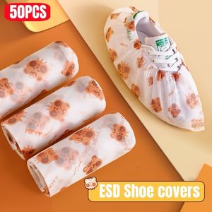 Disposable Covers 50pcs Disposable Cartoon Non-woven Shoes Cover Wear-resistant Foot Cover Indoor Dust Non-slip Thick Boot Cover Shoe Accessories 230628