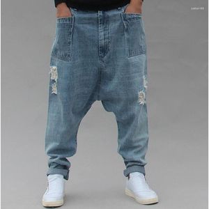 Women's Jeans High Quality Loose Baggy Men's Casual Denim Pants Hip Hop Harem Trousers Blue Plus Size M-4XL