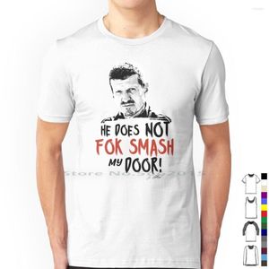 Camisetas masculinas Gunther Steiner Ele não Fok Smash My Door Signature Reino Unido? Camisa Algodão Guenther