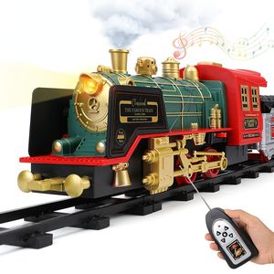 ElectricRC Track Fernbedienung Gleis Zug Auto klassische Simulation Wasser Dampf elektrische Eisenbahn Set Weihnachtsgeschenk pädagogisches Spielzeug für Kinder 230628